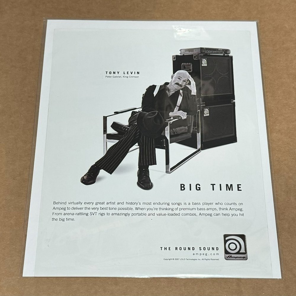 AMPEG AMPS - TONY LEVIN of PETER GABRIEL / KING CRIMSON - 2007 Print Ad